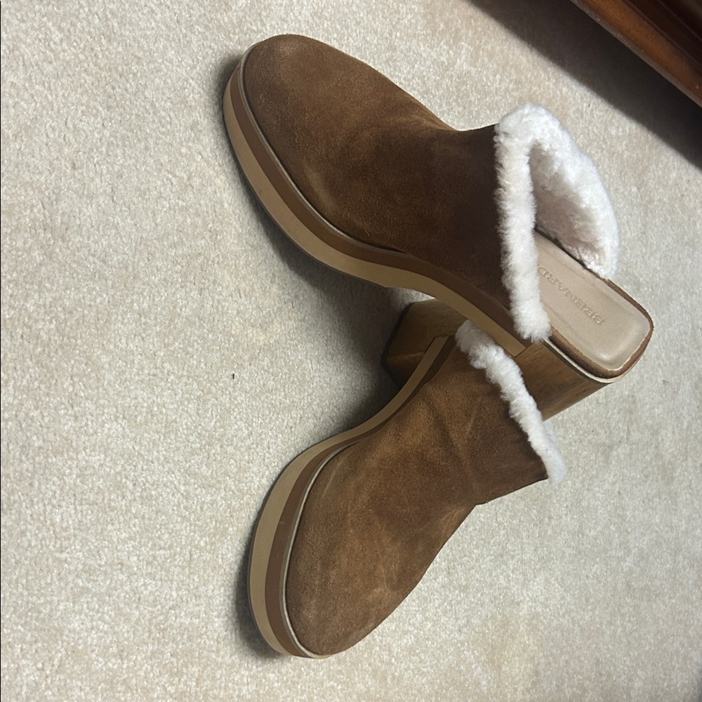 Bernardo Brown Shearling-Lined Mules
